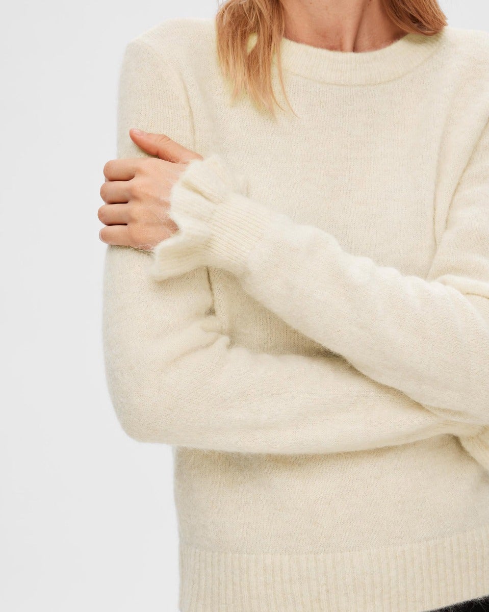 Birch Sia Frill Cuff O-Neck Knit Jumper