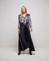 Black Tina Long Plisse Skirt