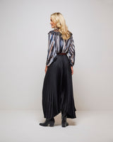 Black Tina Long Plisse Skirt