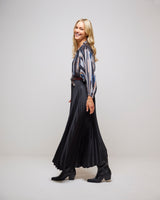 Black Tina Long Plisse Skirt