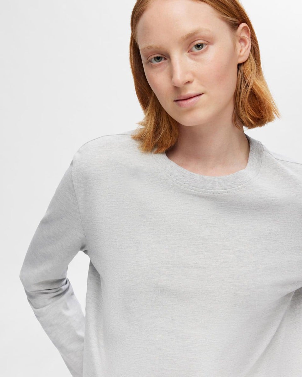 Light Grey Essential Cotton Long Sleeve T-Shirt