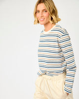 Cash Blue Multi Essential Striped Boxy Long Sleeve T-Shirt
