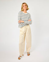 Cash Blue Multi Essential Striped Boxy Long Sleeve T-Shirt