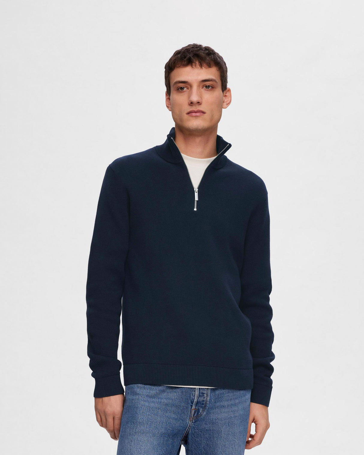 Sky-Captain-Dane-Cotton-Structured-Knit-Half-Zip-Jumper