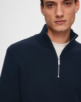 Sky Captain Dane Cotton Structured Knit Half Zip Jumper