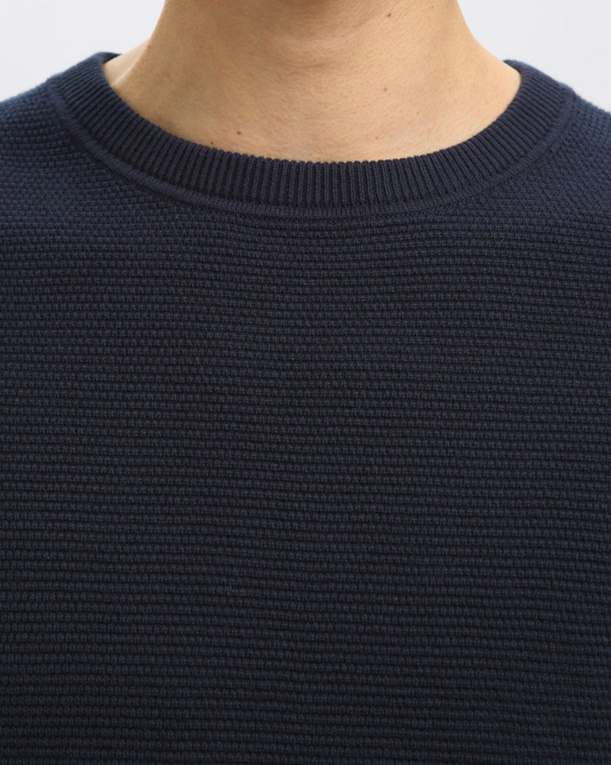 Dark Sapphire Ross Structured Knit Jumper