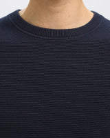 Dark Sapphire Ross Structured Knit Jumper