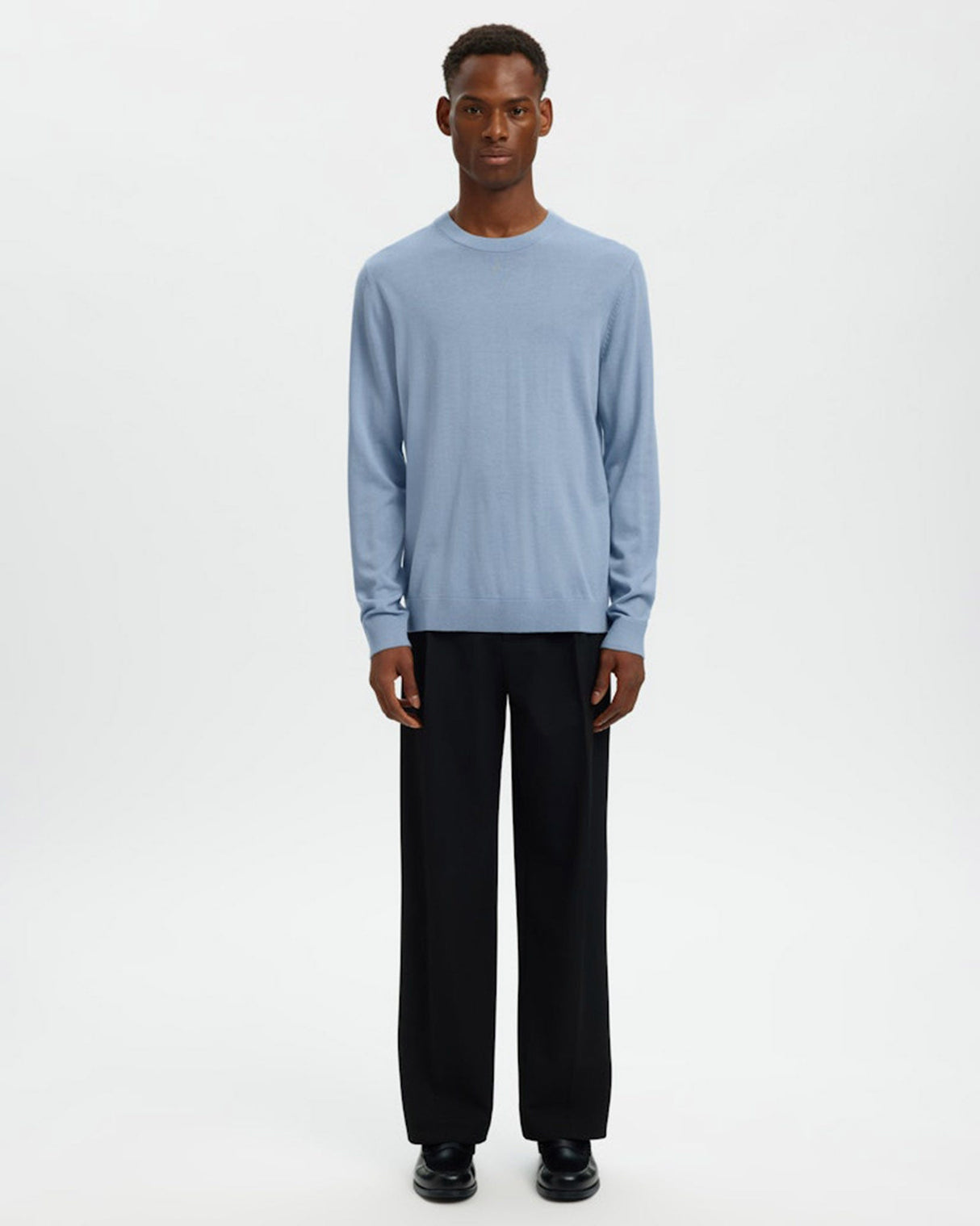 Dust Blue Tray Merino Knit Jumper