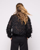 Black Myline Cropped Fluffy Shirt