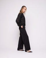 Black Myline Cropped Fluffy Shirt