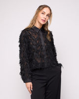 Black Myline Cropped Fluffy Shirt