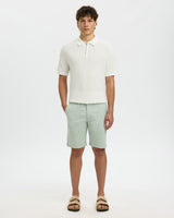Egret Cran Knit Structure Zip Polo T-Shirt