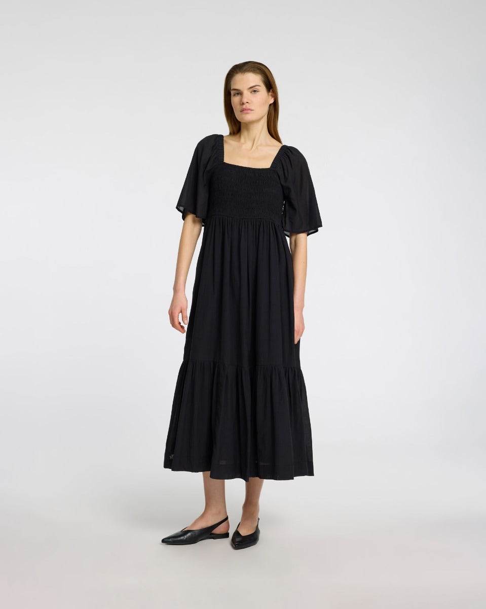 Black Dora Short Sleeve Ankle Dress