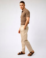 Oatmeal Miles Linen Blend Straight Leg Chinos