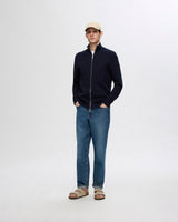 Sky Captain Dane Cotton Structured Knit Full Zip Jumper