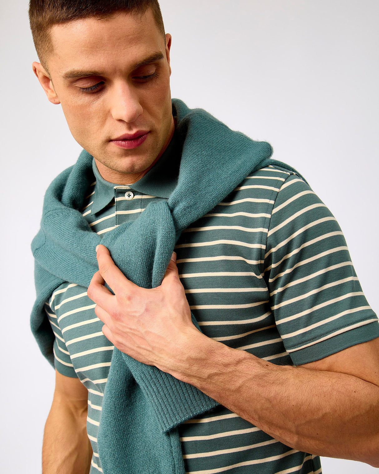 Balsam Green Reuben Relaxed Knit Crew Neck Jumper