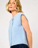 Cash Blue Alpaca Blend Knit Cardigan Vest