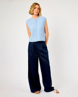 Cash Blue Alpaca Blend Knit Cardigan Vest