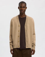 Beige Tray Chunky V-Neck Cardigan