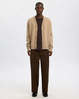 Beige Tray Chunky V-Neck Cardigan