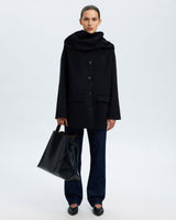 Dark Sapphire Pam Handmade Wool Blend Scarf Jacket