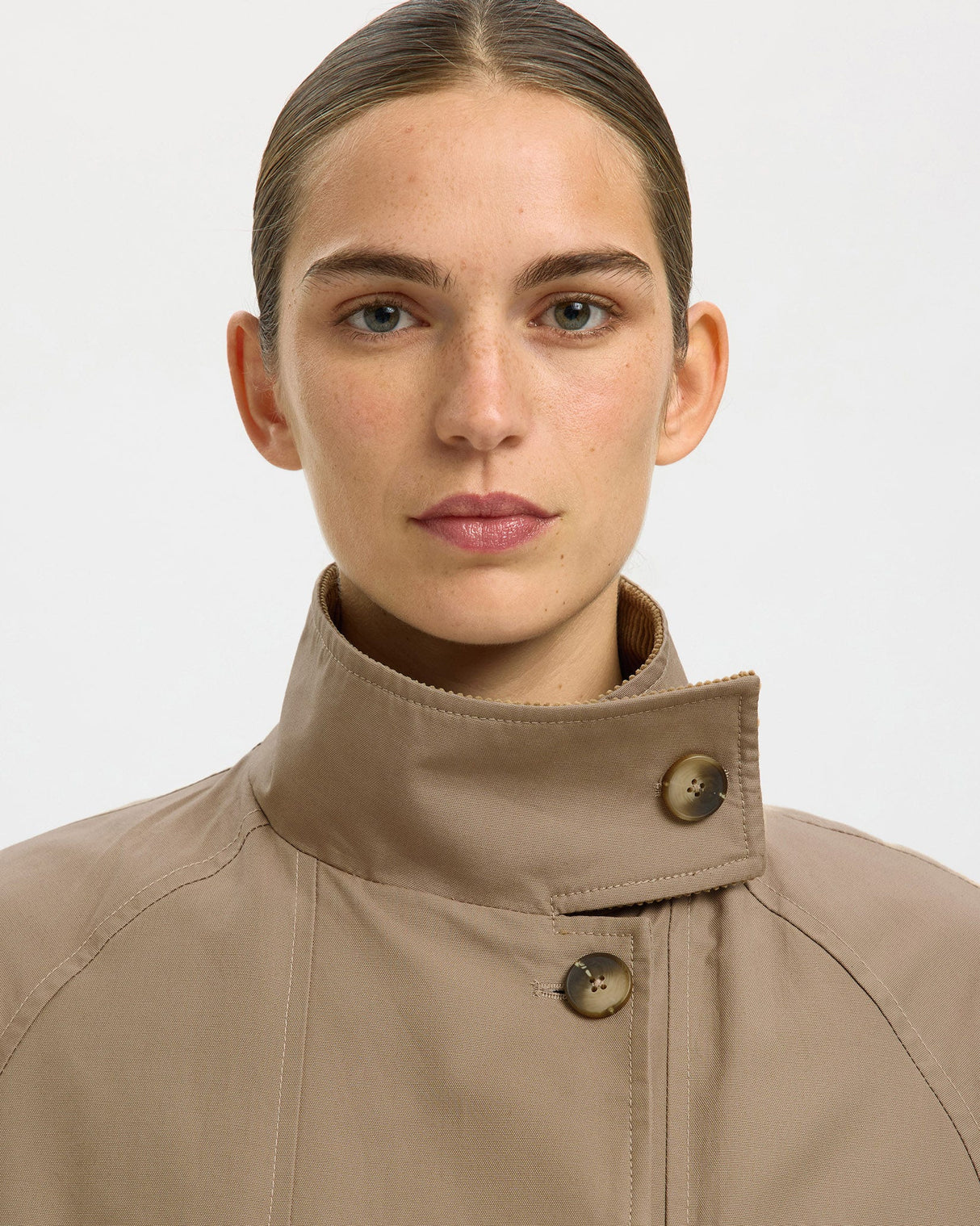 Weathered Teak Kylie High Neck Cotton Jacket