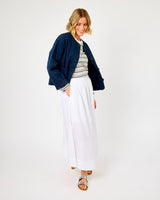 Bright White Blair High Waisted Cotton Ankle Skirt