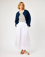 Bright White Blair High Waisted Cotton Ankle Skirt