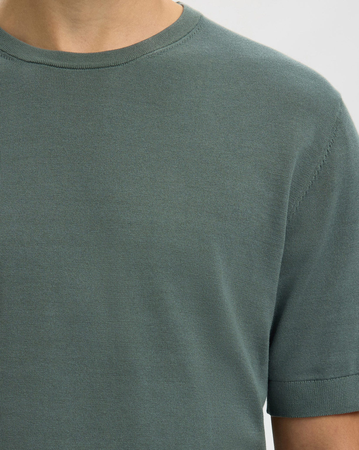 Balsam Green Torino Knit Crew Neck Short Sleeve Jumper