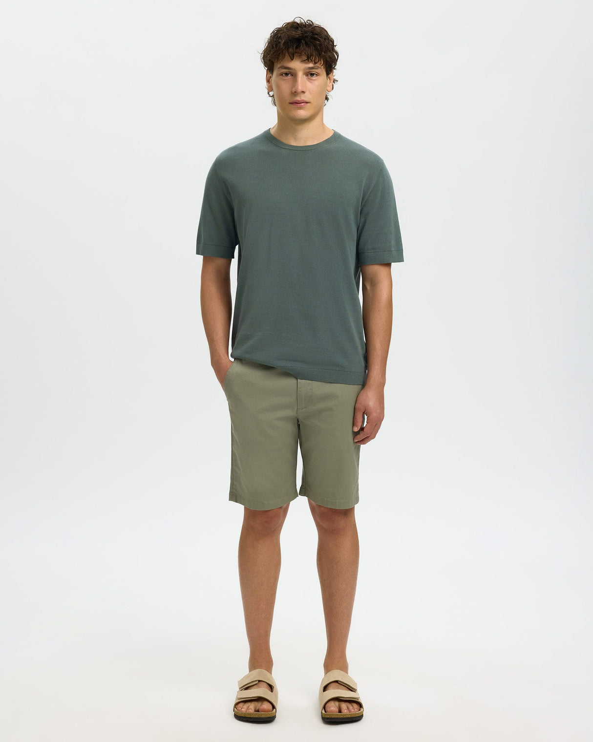 Balsam Green Torino Knit Crew Neck Short Sleeve Jumper