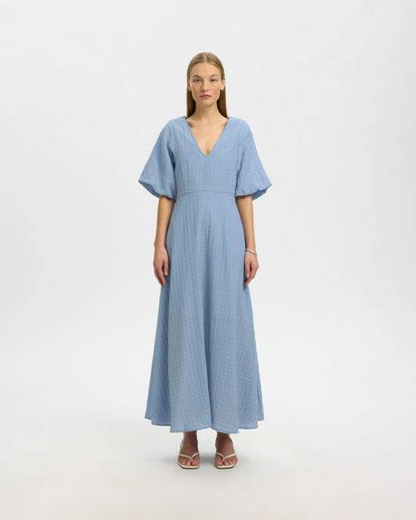 Dusty-Blue-Maddie-Puff-Sleeve-Midi-Dress