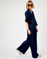 Dark Sapphire Lyra Linen Blend Boxy Shirt