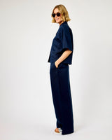 Dark Sapphire Lyra Linen Wide Leg Pants