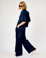 Dark Sapphire Lyra Linen Wide Leg Pants