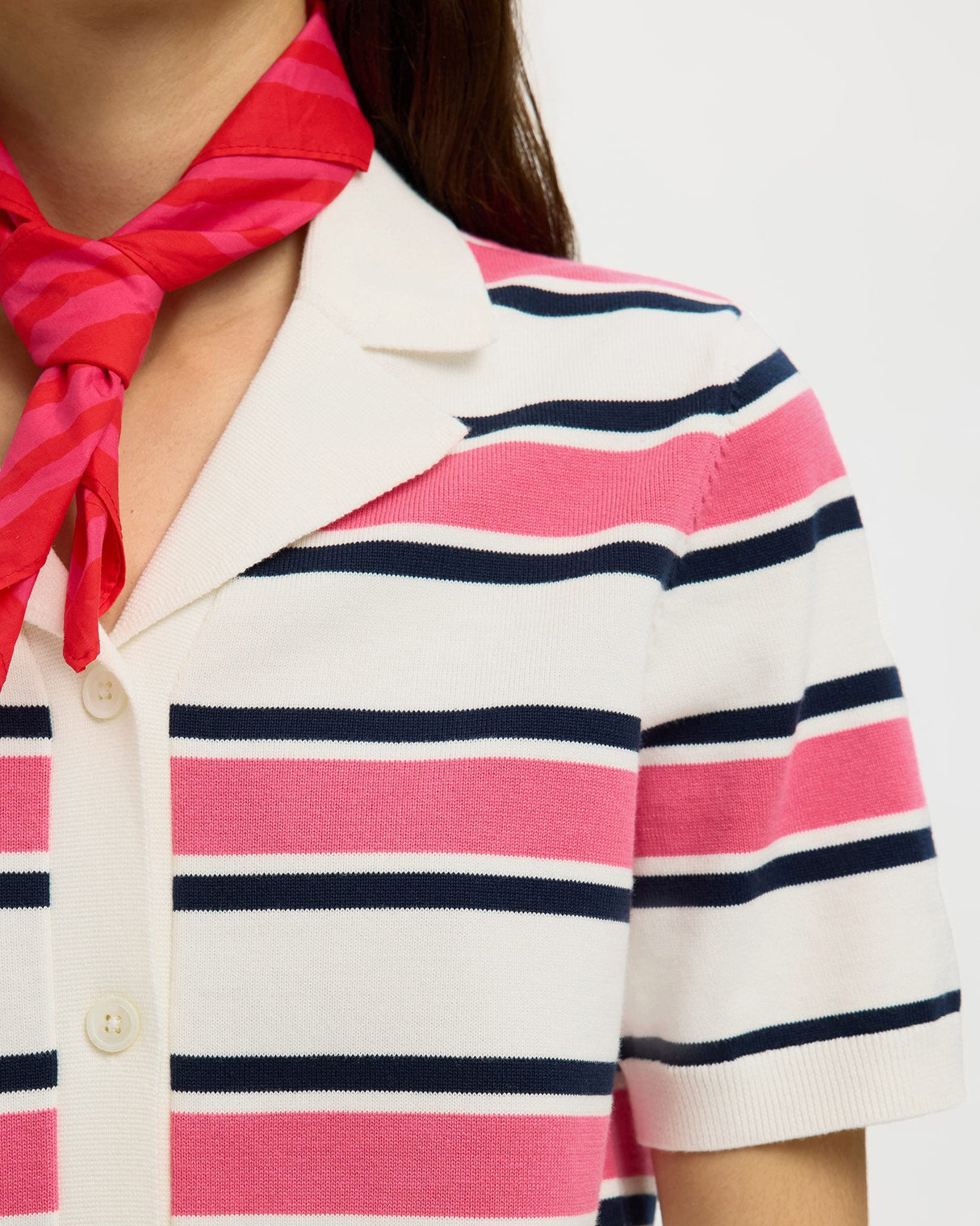 Egret Stripe Amour Knit Polo