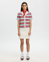 Egret Stripe Amour Knit Polo