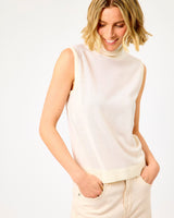 Egret Thea Sleeveless Knit Roll Neck Jumper