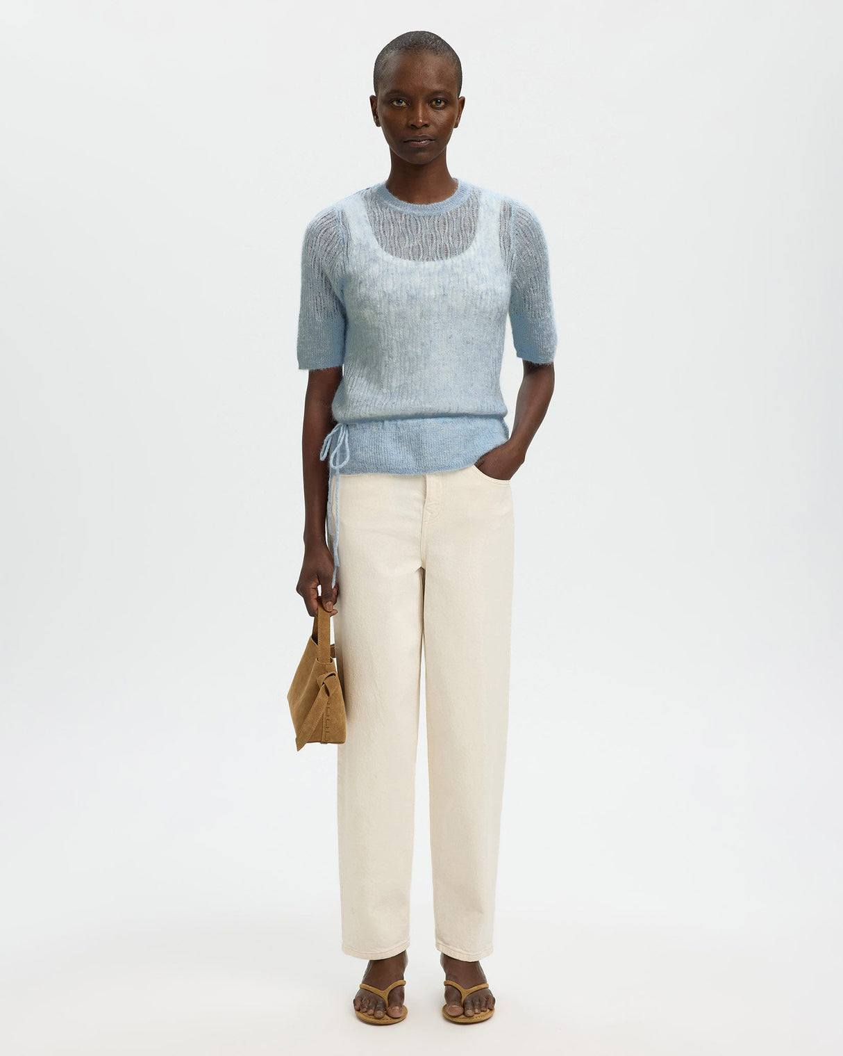 Dusty Blue Mayer Short Sleeve Knit Jumper