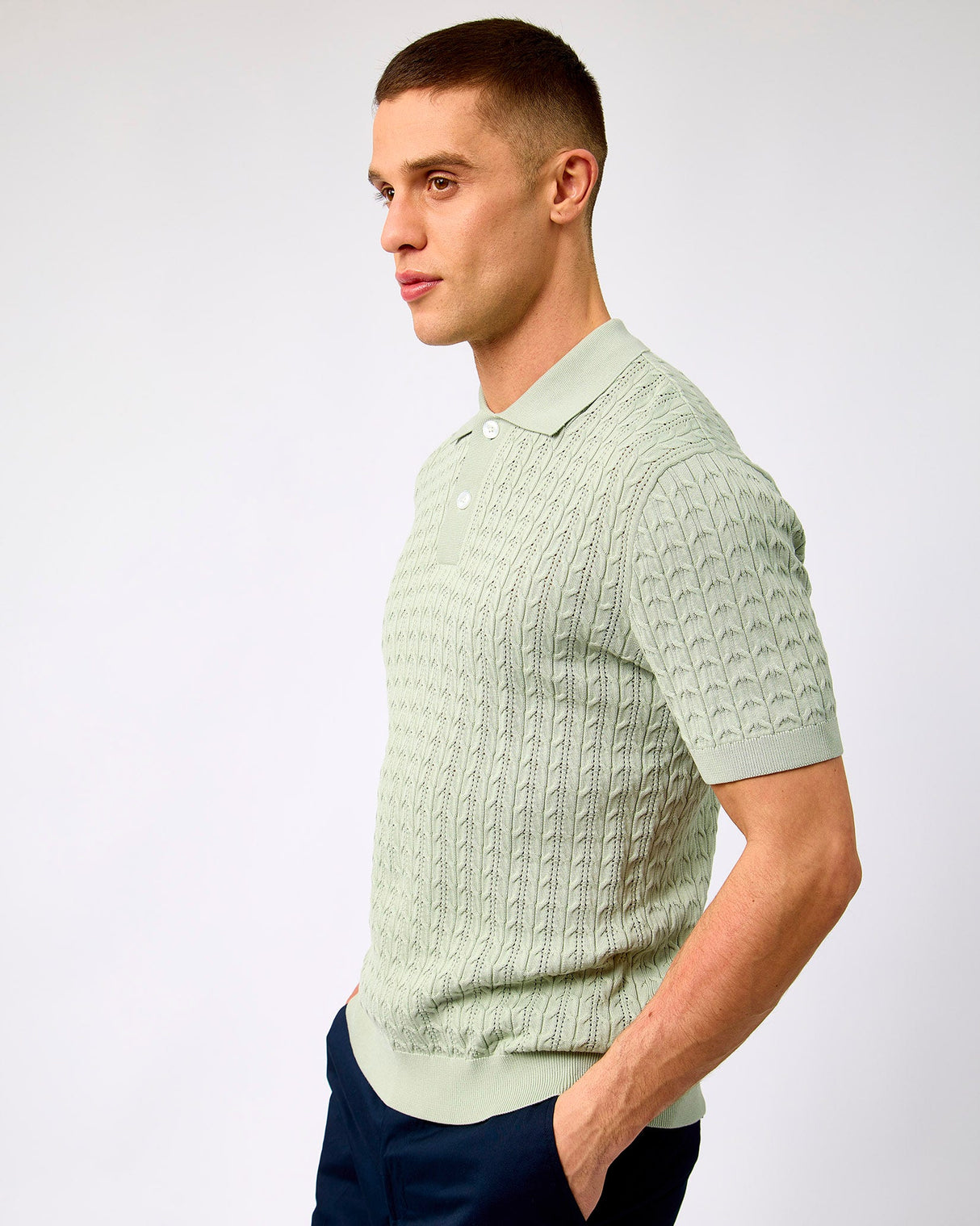 Aqua-Grey-Mattis-Cable-Knit-Polo-T-Shirt