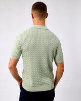 Aqua Grey Mattis Cable Knit Polo T-Shirt