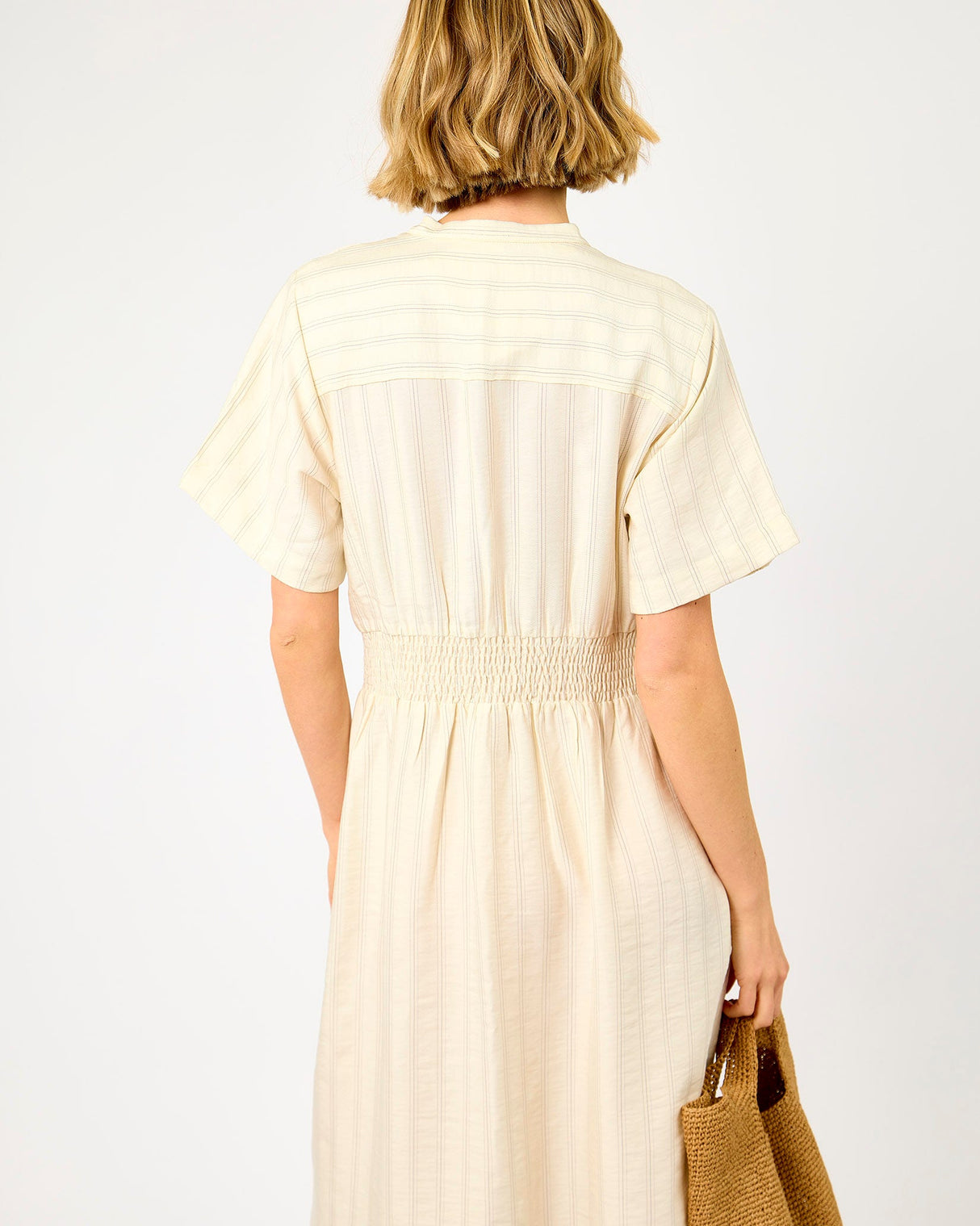 Egret Stripe Marie Midi Dress