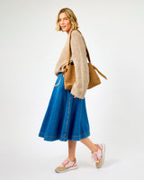 Medium Blue Agathe Midi Denim Skirt