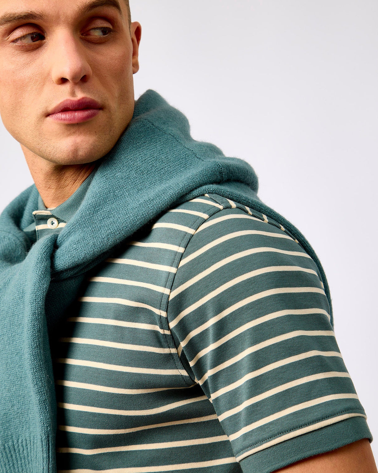 Balsam Green Dean Stripe Polo T-Shirt
