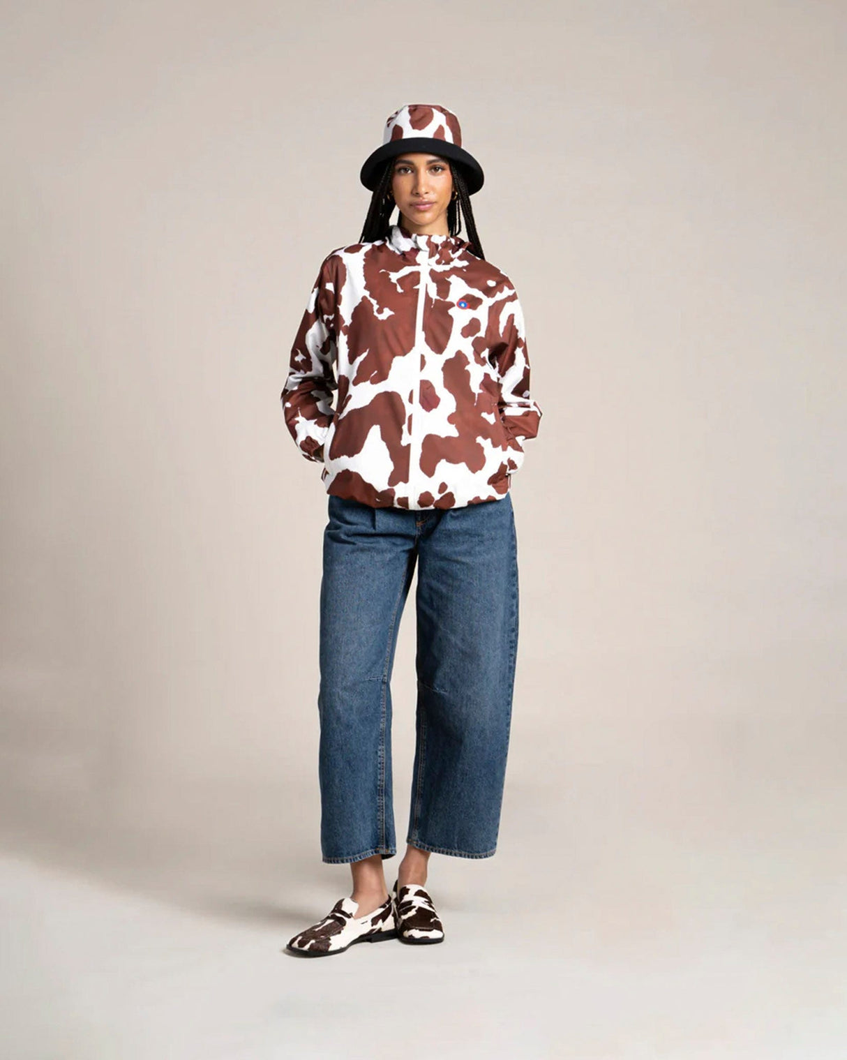 Cow Print Passy Short Waterproof Jacket