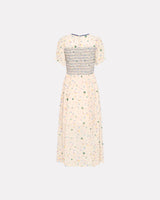Cream-Multiflower-Courtney-Shirred-Midi-Dress