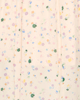 Cream Multiflower Courtney Shirred Midi Dress