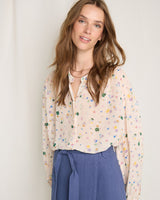 Cream-Multiflower-Courtney-Collarless-Blouse