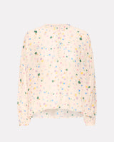 Cream Multiflower Courtney Collarless Blouse
