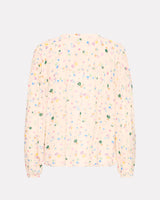 Cream Multiflower Courtney Collarless Blouse