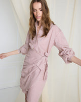 Mauve Stripe Irmone Cotton Wrap Dress